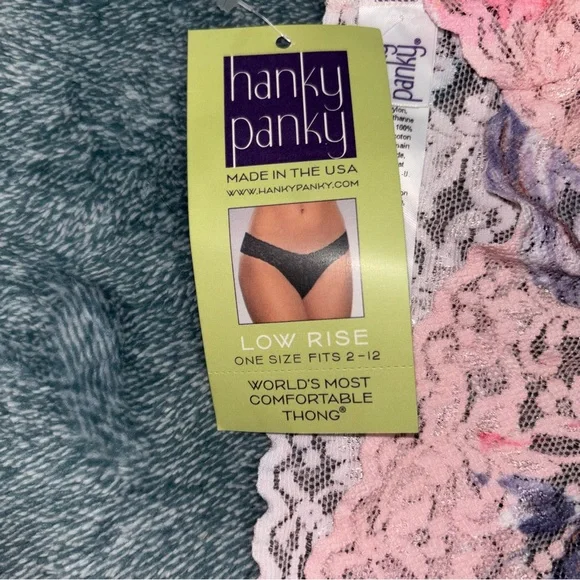 NWT Hanky Panky Peach Floral Lace Thong OSFM (Sizes 2-12) - Picture 5 of 5